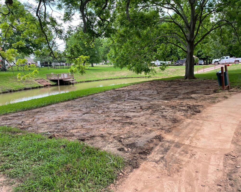 A prepped site ready for the placement of a dewatering bag. Our