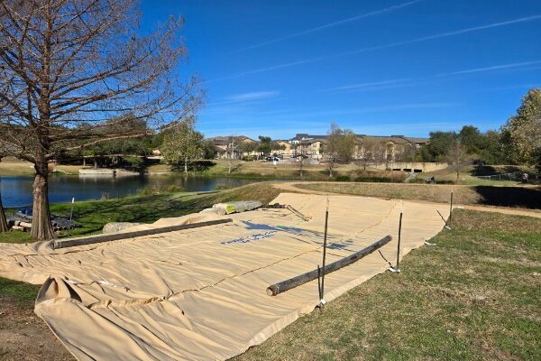 Austin Water Quality Dredging Project – Geotextile Tube Before Sediment Removal